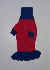 Suņu kleita sarkana ar tumši zilu