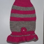 Suņu kleita rozā ar tumši pelēkām strīpām thumbnail 1