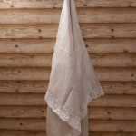 Lina dvielis 80x160cm ar mežģīni-baltas puķes thumbnail 1