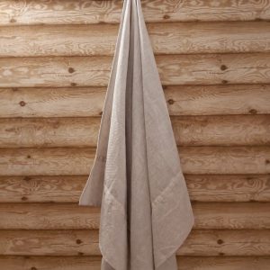 Lina dvielis 80x150cm ar tautisku lentu (gaiši pelēkbalta) abās dvieļa malās