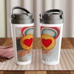 Nerūsējoša tērauda ceļojumu krūze ar sirds attēlu thumbnail 3