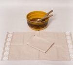 Komplekts - lina dvielis bez mežģīnes un dvielis ar mežģīni-pelēkbaltas puķes thumbnail 3