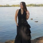 Maksi A silueta asimetriski svārki ar volāniem uz sānu thumbnail 3