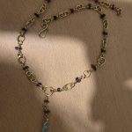 Misiņa kaklrota ar ametistiem un kvarca kristālu thumbnail 3