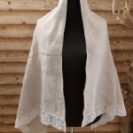 Lina dvielis 80x160cm ar mežģīni-baltas puķes thumbnail 4