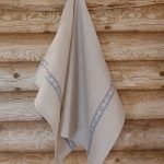 Lina dvielis 45x70cm ar pelēkbaltu tautisku lentu thumbnail 1