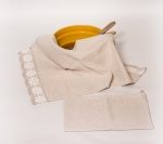 Komplekts - lina dvielis bez mežģīnes un dvielis ar mežģīni-pelēkbaltas puķes thumbnail 2