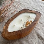 Dabīgas sojas vaska svece rokdarbā kokā thumbnail 3