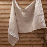 Lina dvielis 80x160cm ar mežģīni-baltas puķes thumbnail 3