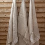 Lina dvielis 80x160cm ar mežģīni-baltas puķes thumbnail 5