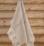 Lina dvielis 45x70cm ar lina mežģīni-baltas puķes thumbnail 3